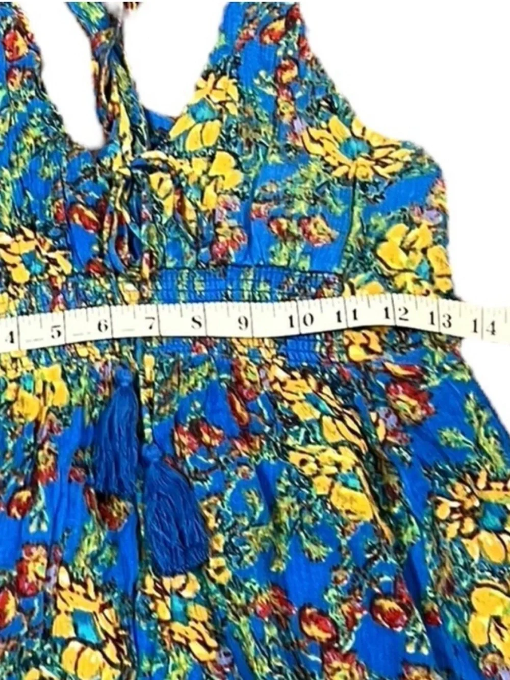 Free People‎ Blue Floral Smocked Dress, Size S, NWT